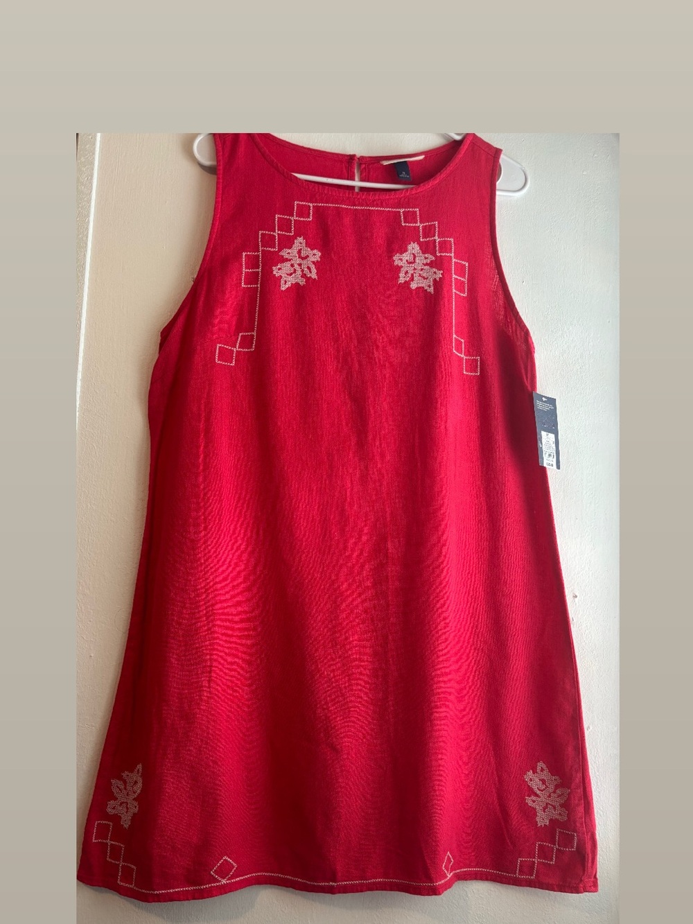 Universal Thread Red Embroidered Sleeveless Shift Dress